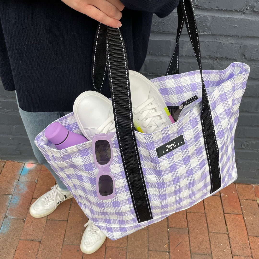 Scout Out N About Zip Top Tote - Amethyst & White