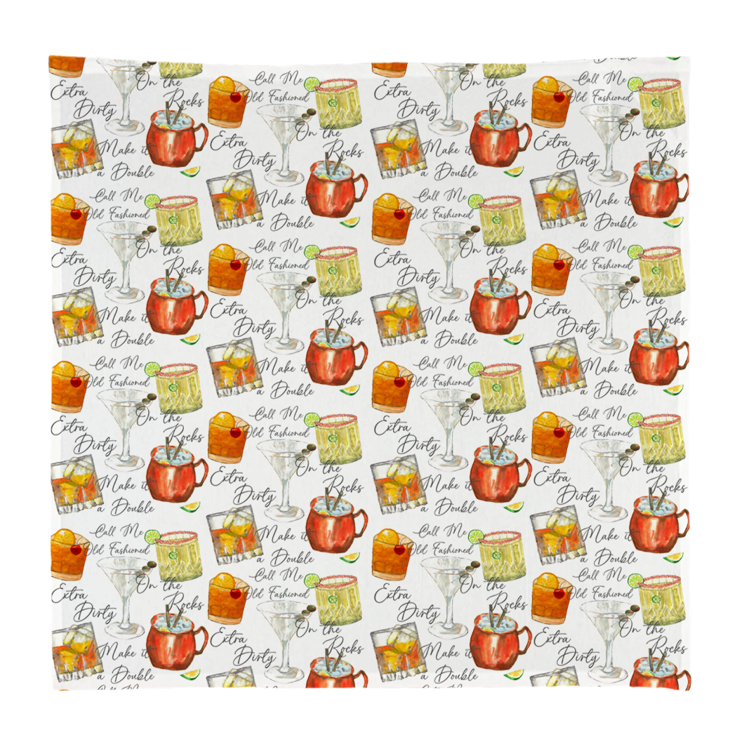 French Graffiti Square Dish Cloth - Mixed Cocktails