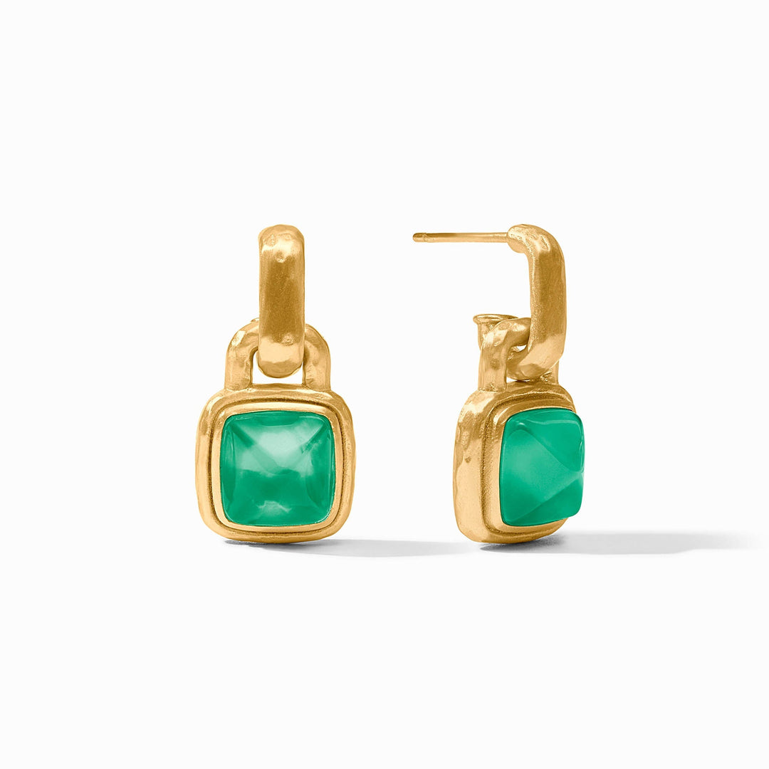 Julie Vos Sahara Hoop & Charm Earrings - Iridescent Emerald Green