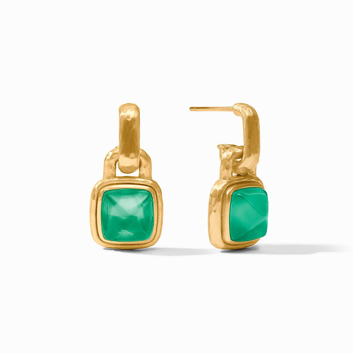 Julie Vos Sahara Hoop & Charm Earrings - Iridescent Emerald Green
