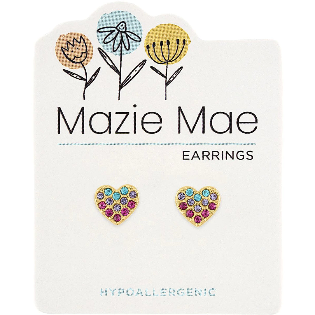 Mazie Mae Multi Color Heart Stud Earrings