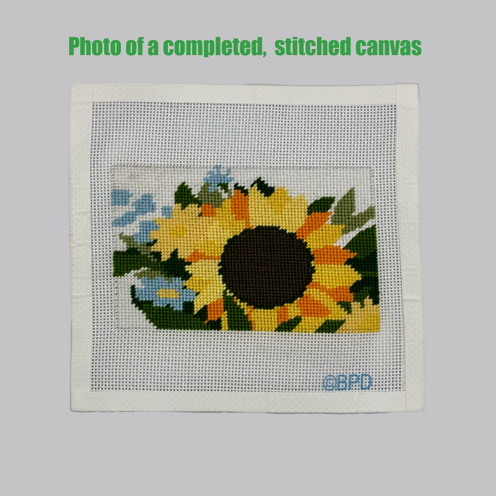 Blue Poppy Sunflower with Daisies and Wildflowers Needlepoint Kit
