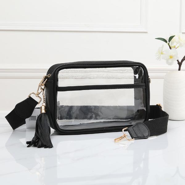 QD Game Day Stadium Rectangle Clear Bags - Black