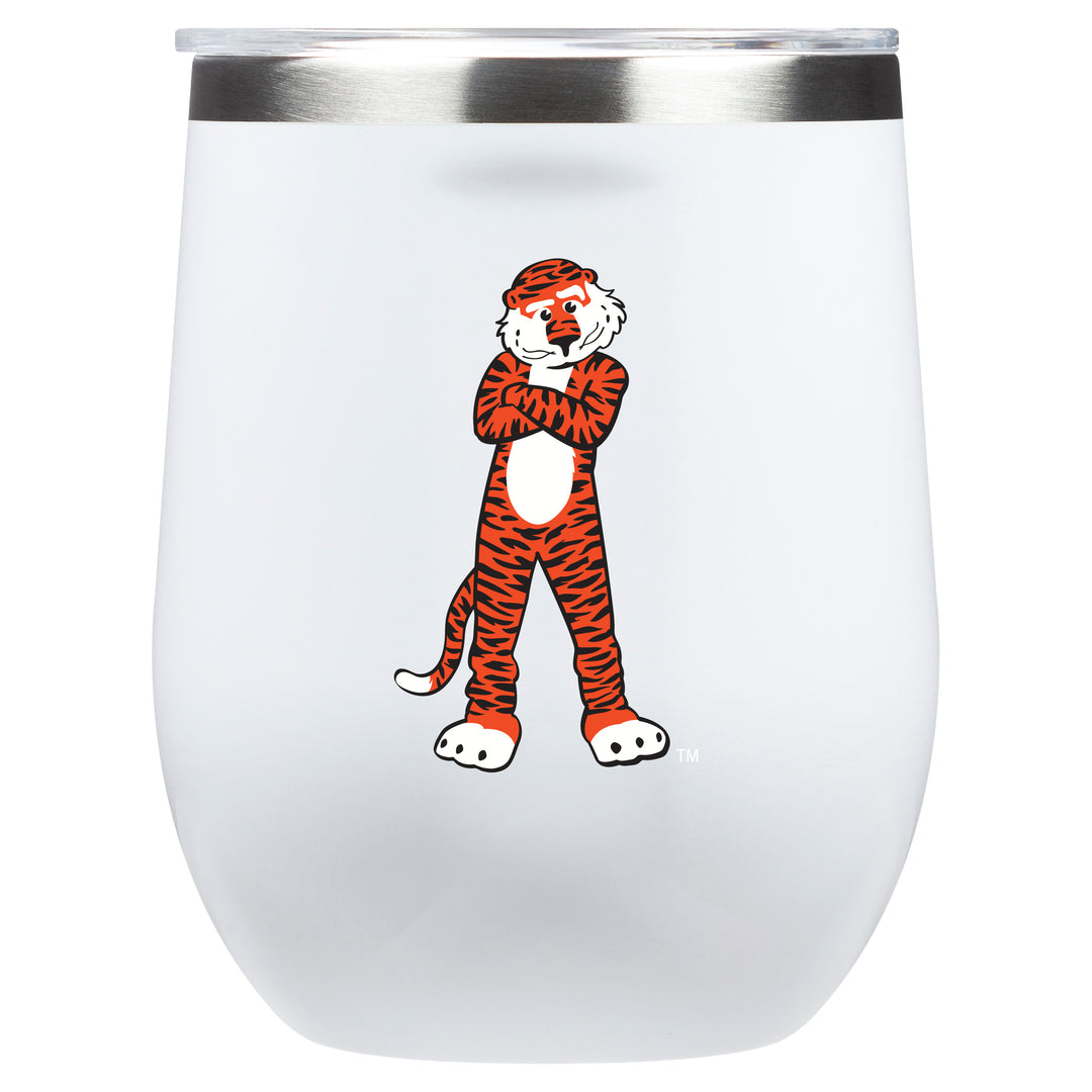 Corkcicle Stemless Wine Glass with Auburn Tigers Primary Mark - White