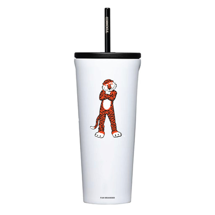 Corkcicle Cold Cup Triple Insulated Tumbler with Auburn Tigers Secondary Design - White