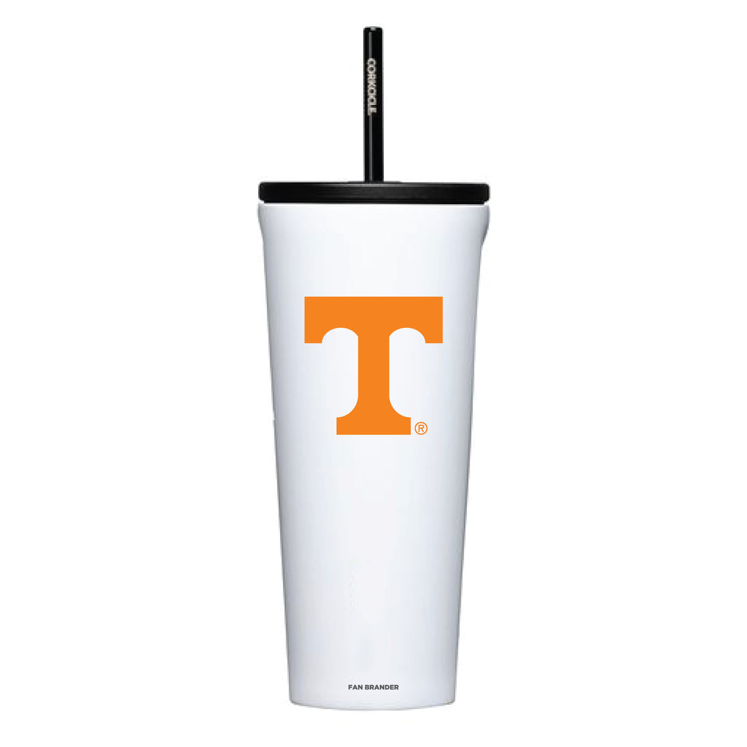 Corkcicle Cold Cup Triple Insulated Tumbler with Tennessee Vols Primary Mark - White