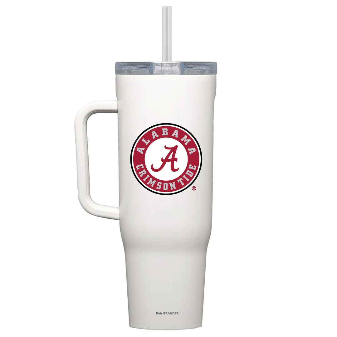 Corkcicle Cruiser 40oz Tumbler with Alabama Crimson Tide Primary Logo - White