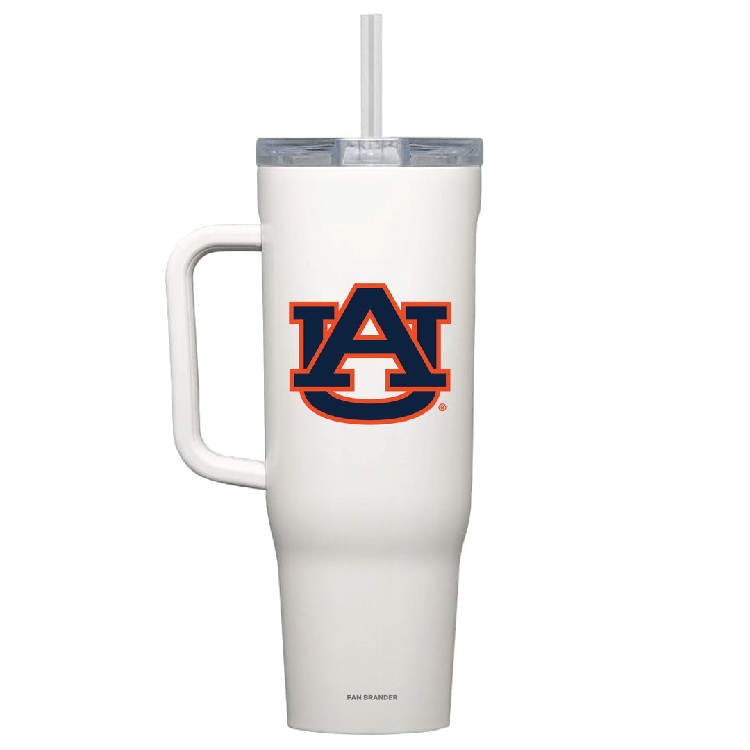 Corkcicle Cruiser 40oz Tumbler with Auburn Tigers Primary Logo - White