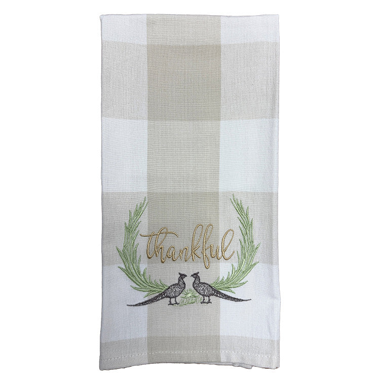 Hanging By A Thread Towel - Thankful with Pheasants
