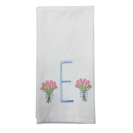 Hanging By A Thread Tulips Towel w/Letter
