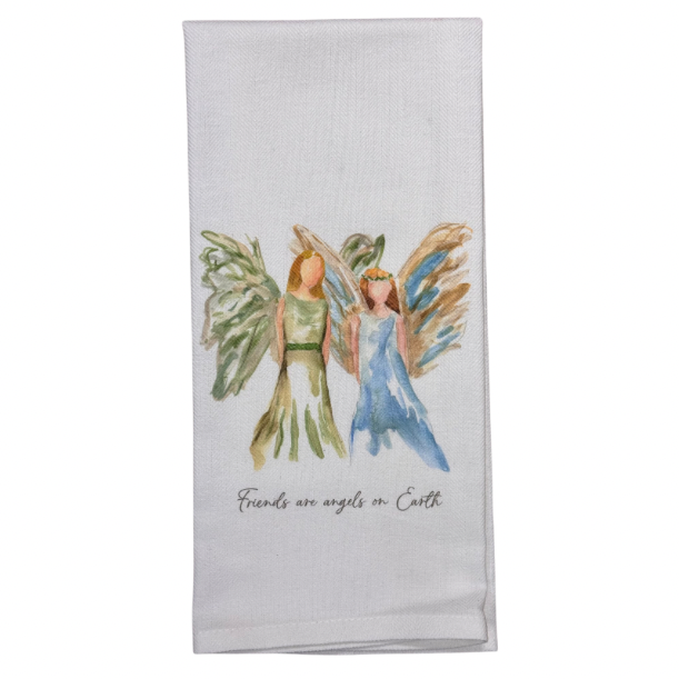 French Graffiti Dish Towel - Celestial Angels with Friends Quote