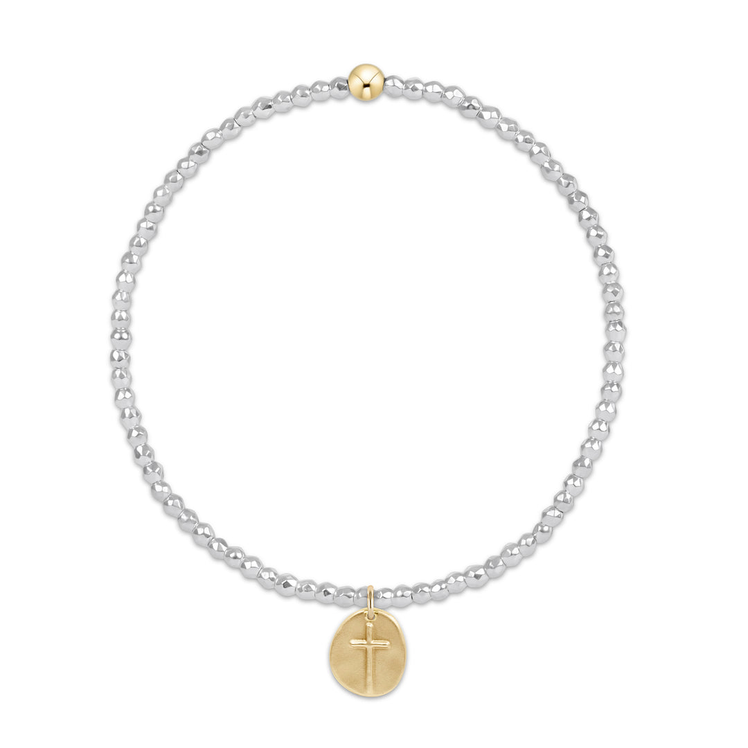 enewton Bright Silver Faceted Hematite 2mm Bead Bracelet - Inspire Small Gold Charm