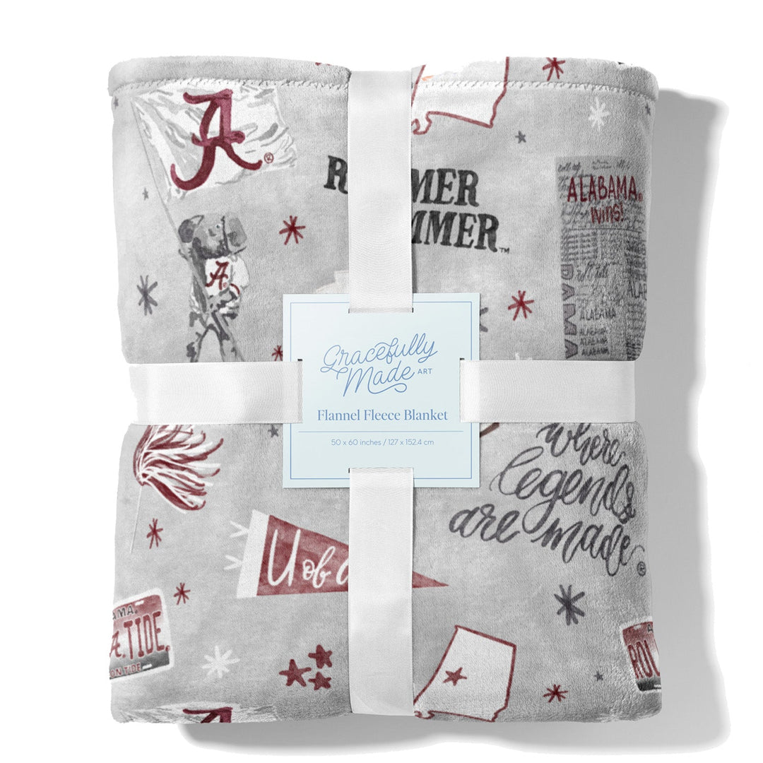 Gracefully Made Art University of Alabama Flannel Fleece Blanket