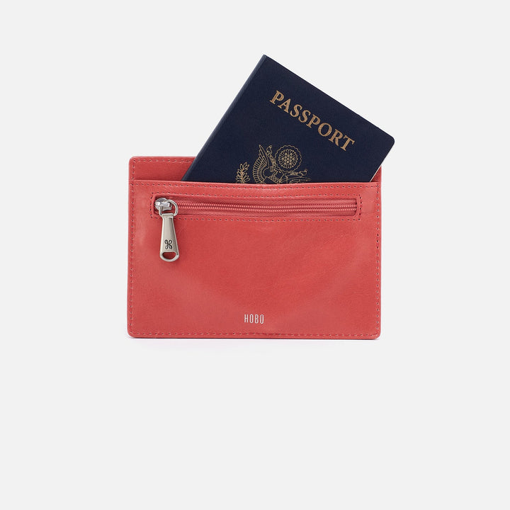 Hobo Euro Slide Card Case - Cherry Blossom Polished Leather