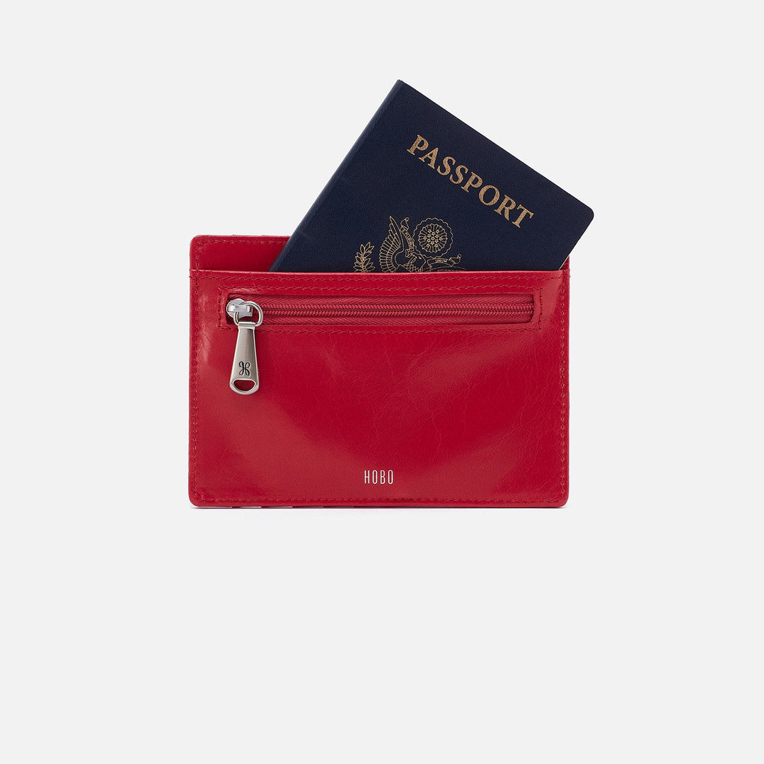 Hobo Euro Slide Card Case -Hibiscus Polished Leather