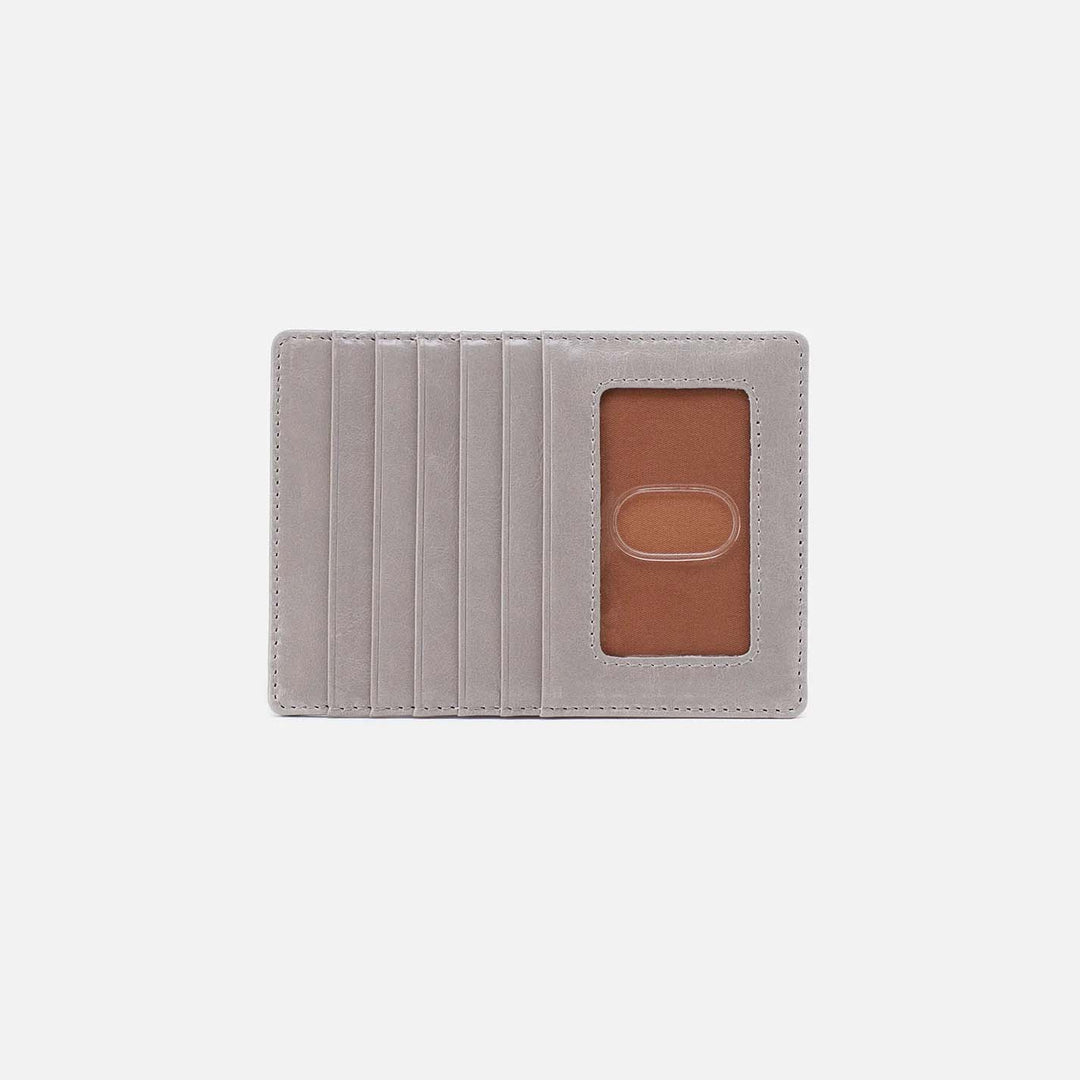 Hobo Euro Slide Card Case - Light Grey Polished Leather