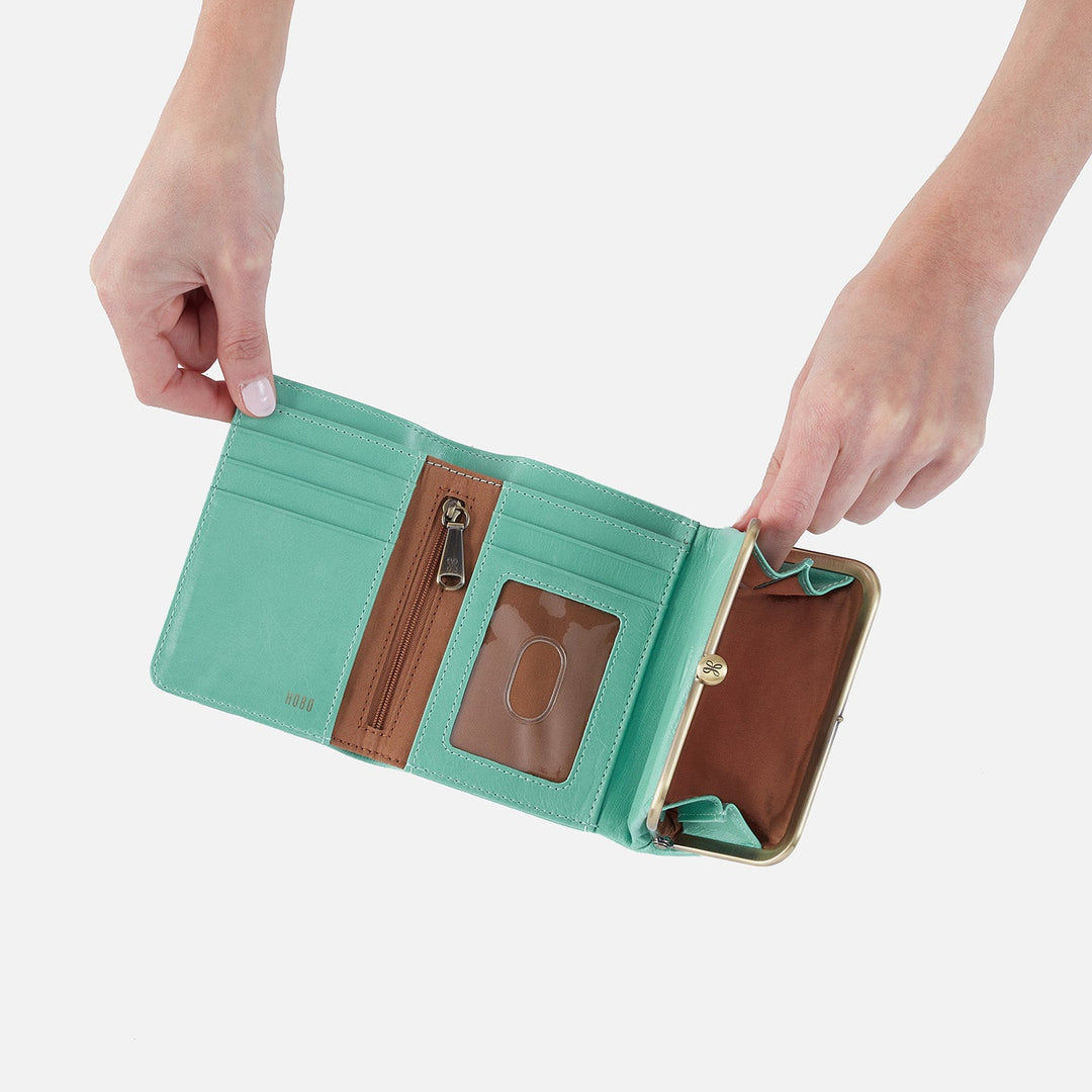 Hobo Robin Compact Wallet - Seaglass Polished Leather
