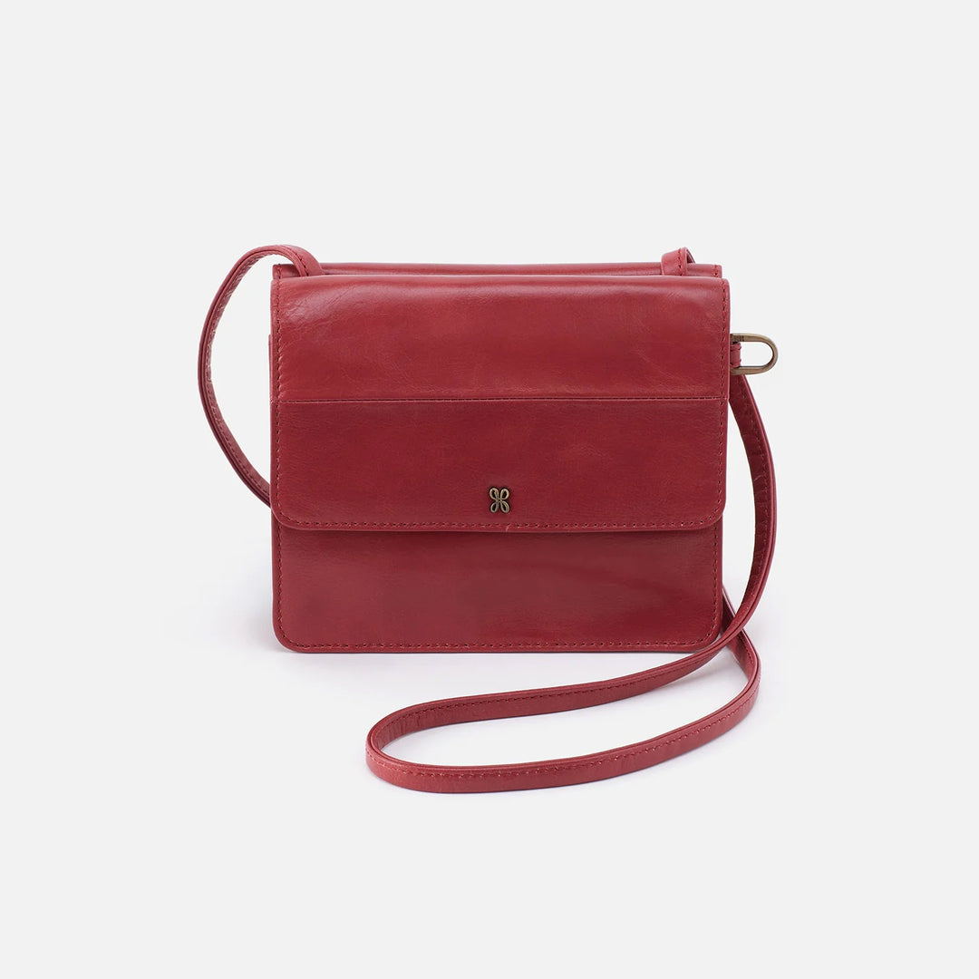 Hobo Jill Crossbody Wallet - Cranberry Polished Leather