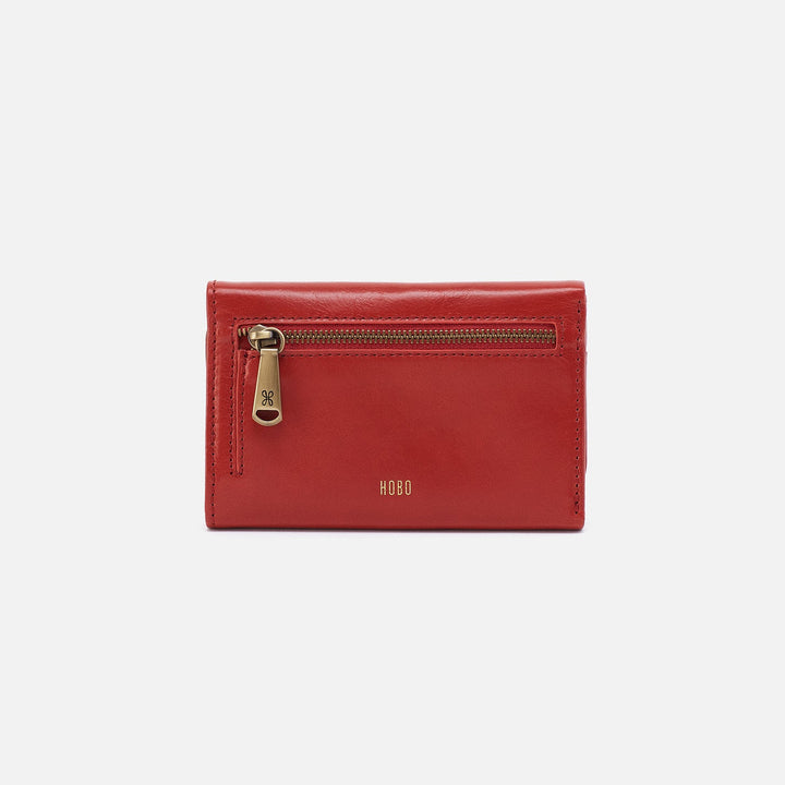 Hobo Jill Trifold Wallet - Brick Polished Leather