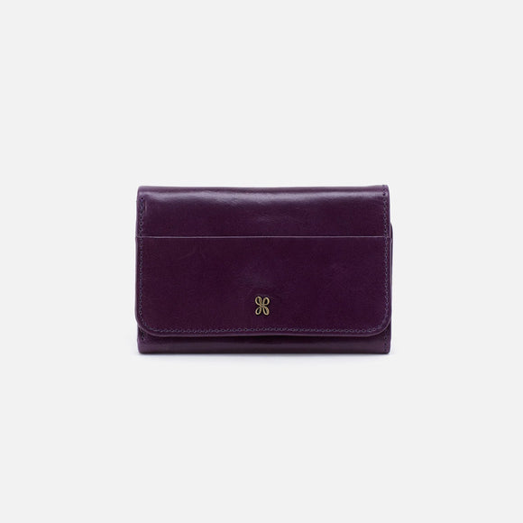 Hobo Jill Trifold Wallet - Purple Polished Leather