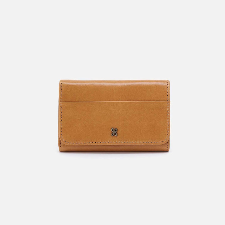 Hobo Jill Trifold Wallet - Natural Polished Leather