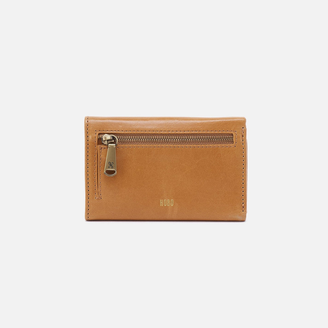 Hobo Jill Trifold Wallet - Natural Polished Leather