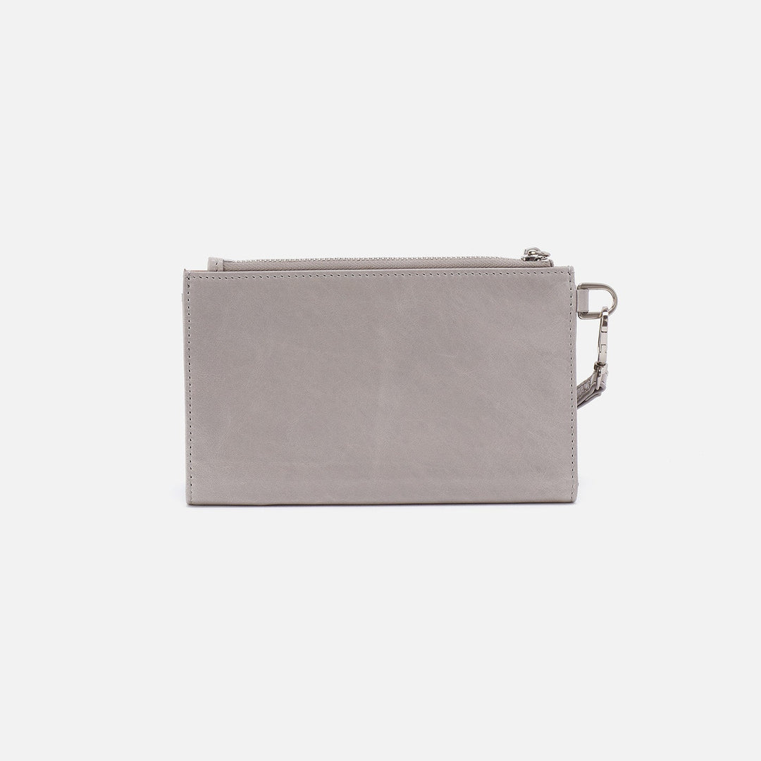 Hobo Kali Phone Wallet - Light Gray Polished Leather