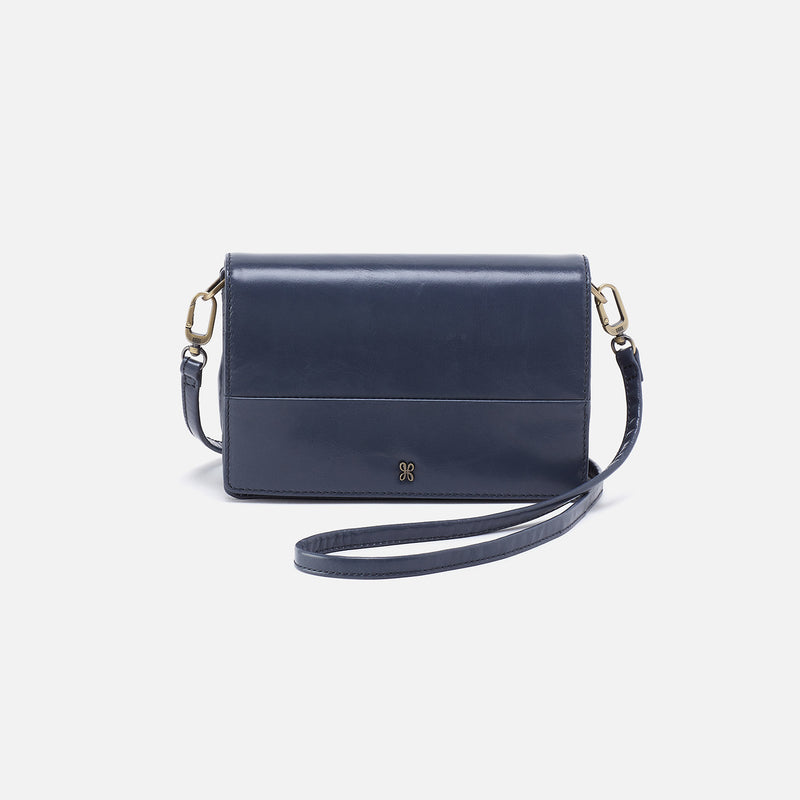 Hobo Jill Phone Crossbody  - Blue Stone Polished Leather