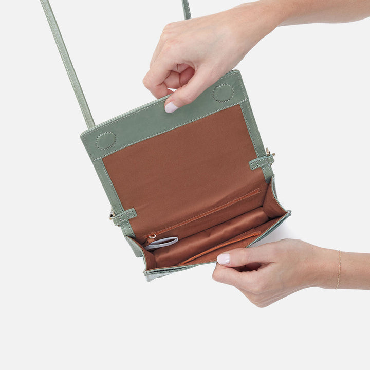 Hobo Jill Phone Crossbody  - Jade Polished Leather