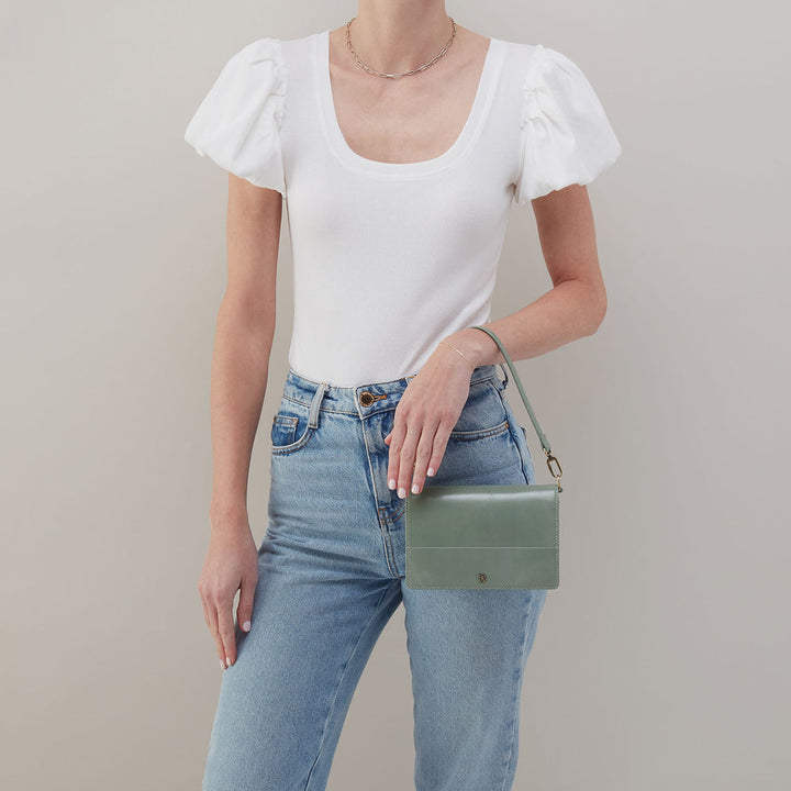 Hobo Jill Phone Crossbody  - Jade Polished Leather