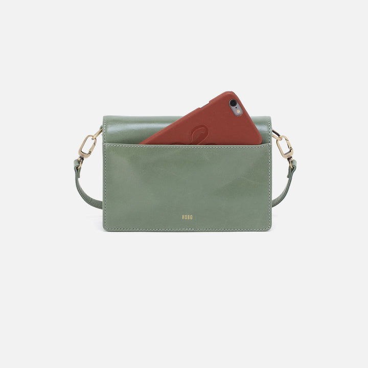 Hobo Jill Phone Crossbody  - Jade Polished Leather