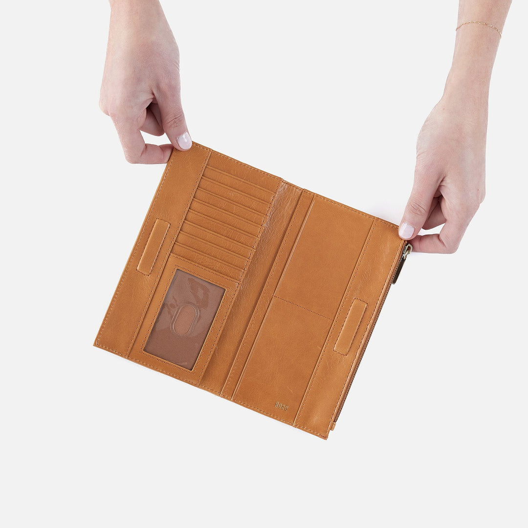 Hobo Jill Large Bifold Wallet - Natural Polished Leather