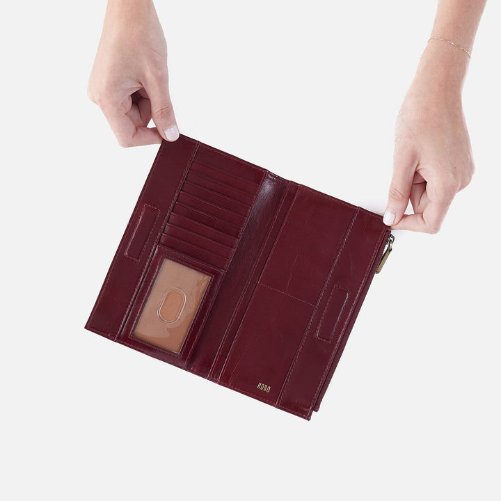 Hobo Jill Large Bifold Wallet - Winterberry Polished Leather