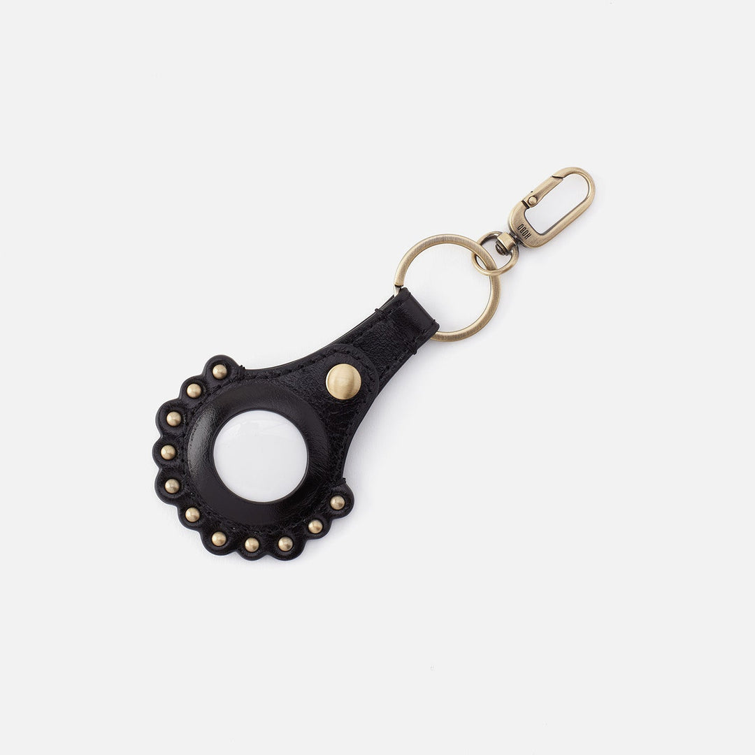 Hobo Scalloped Key Fob - Black Polished Leather