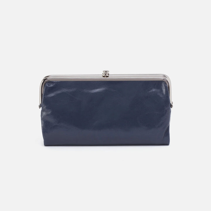 Hobo Lauren Clutch Wallet - Blue Stone Polished Leather