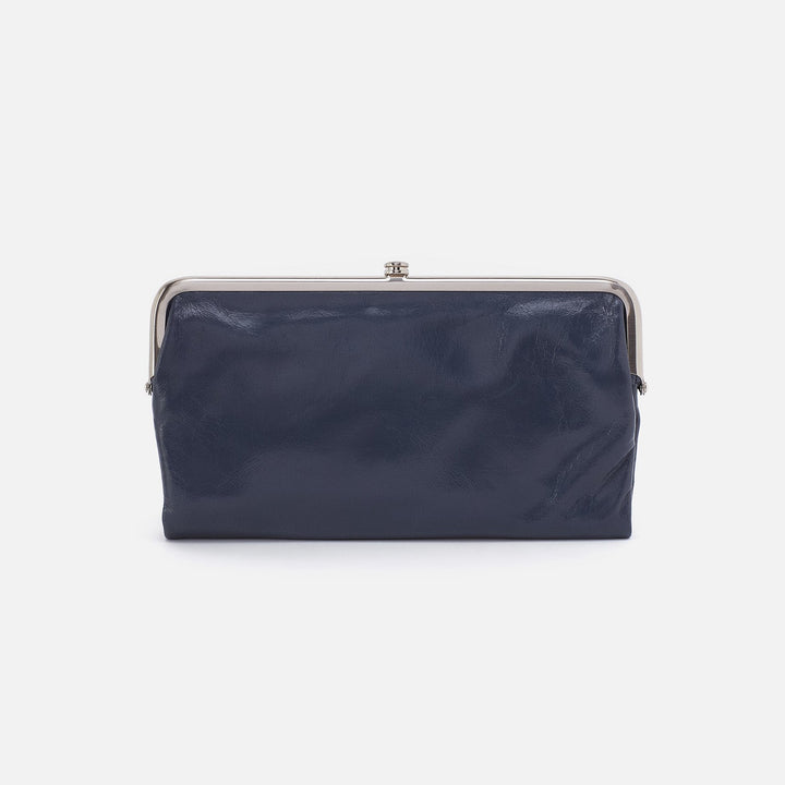 Hobo Lauren Clutch Wallet - Blue Stone Polished Leather