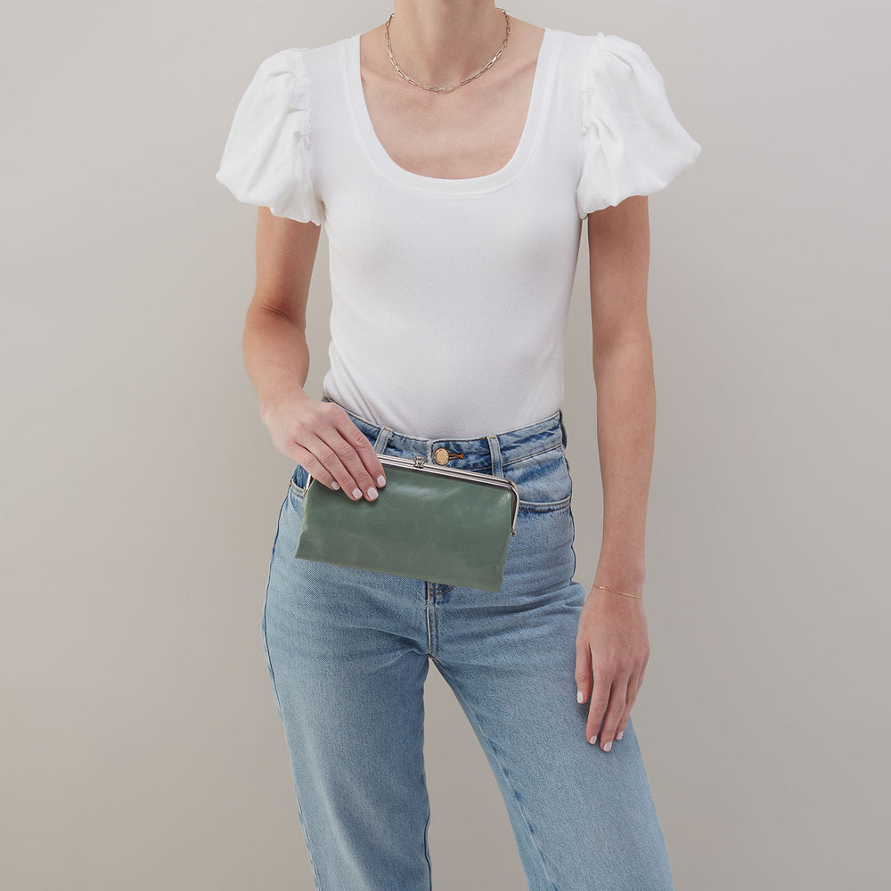 Hobo Lauren Clutch Wallet - Jade Polished Leather