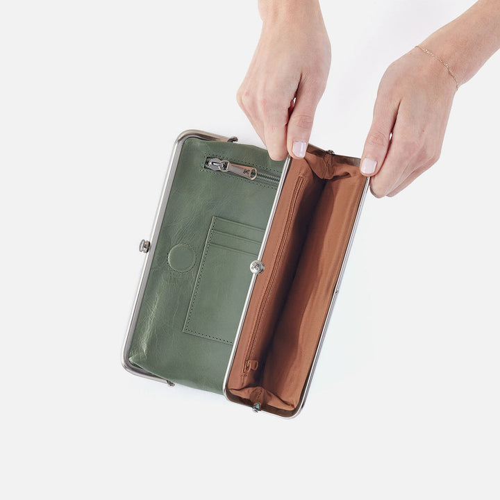 Hobo Lauren Clutch Wallet - Jade Polished Leather