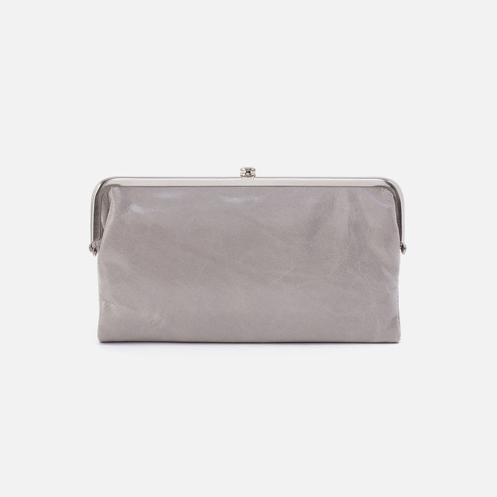 Hobo Lauren Clutch Wallet - Light Grey Polished Leather