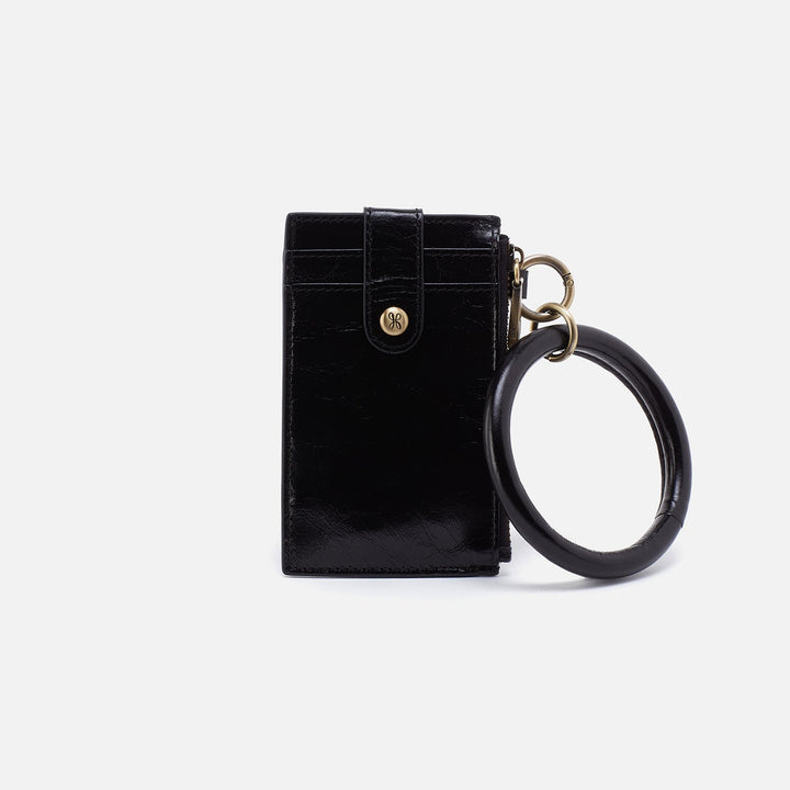 Hobo Ring Credit Card Wristlet - Black Polished Leather