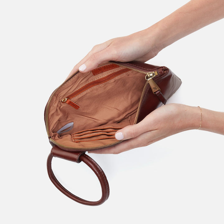 Hobo Sable Wristlet - Chocolate Polished Leather