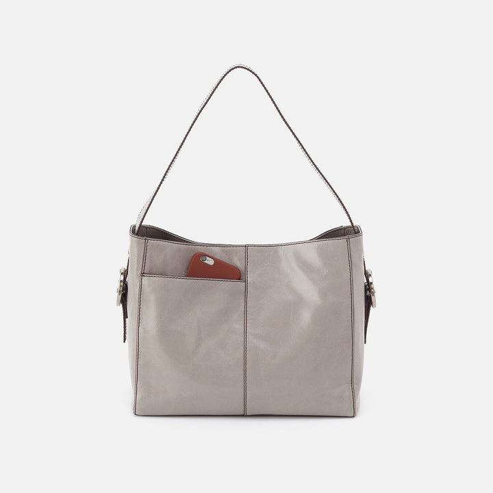 Hobo Render Shoulder Bag - Light Gray Polished Leather