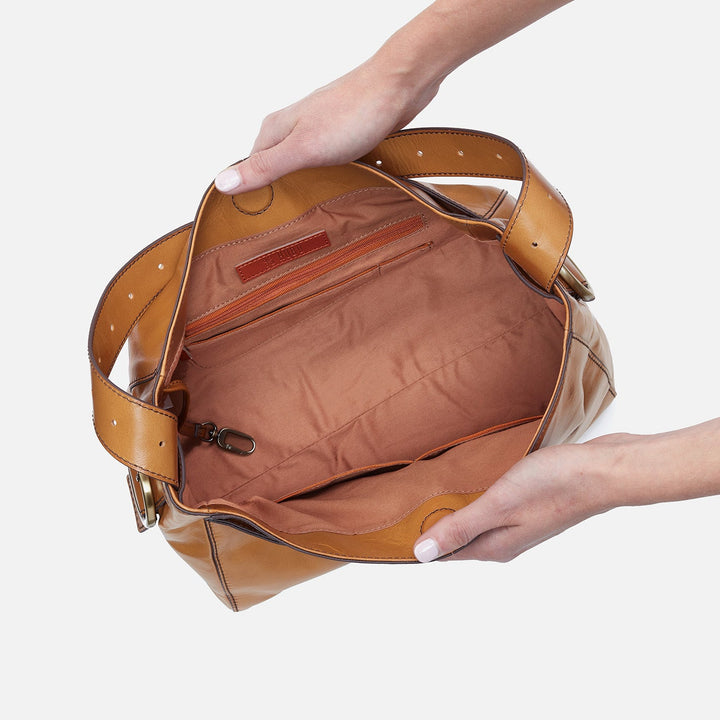 Hobo Render Shoulder Bag - Natural Polished Leather
