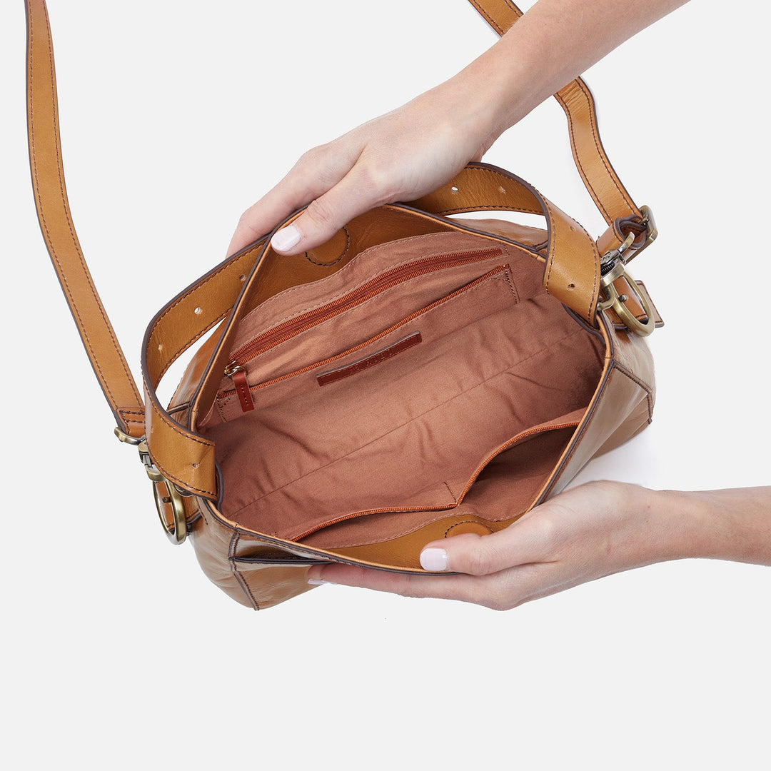 Hobo Render Small Crossbody - Natural Polished Leather