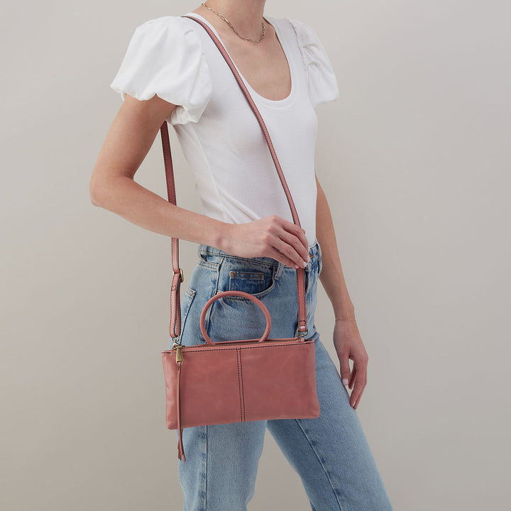 Hobo Sable Crossbody - Rose Polished Leather