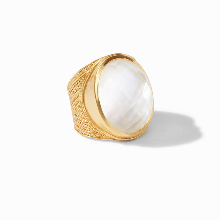 Julie Vos Verona Statement Ring - Gold/Iridescent Clear Crystal/Size 8