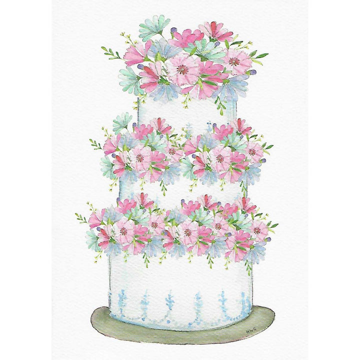 Kris-10's Creations Blushing Floral Bridal Cake Wedding Card