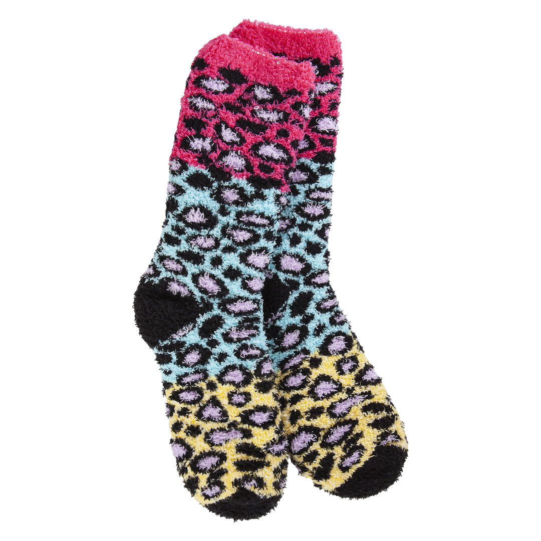 World's Softest Socks Holiday Knit Pickin' Fireside Crew - Multi Leopard