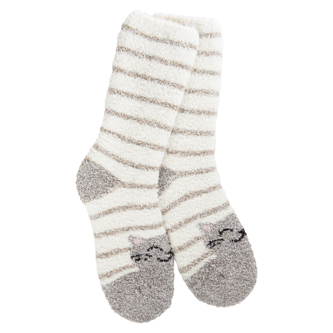 World's Softest Socks Holiday Knit Pickin' Fireside Crew - Cat Stripe