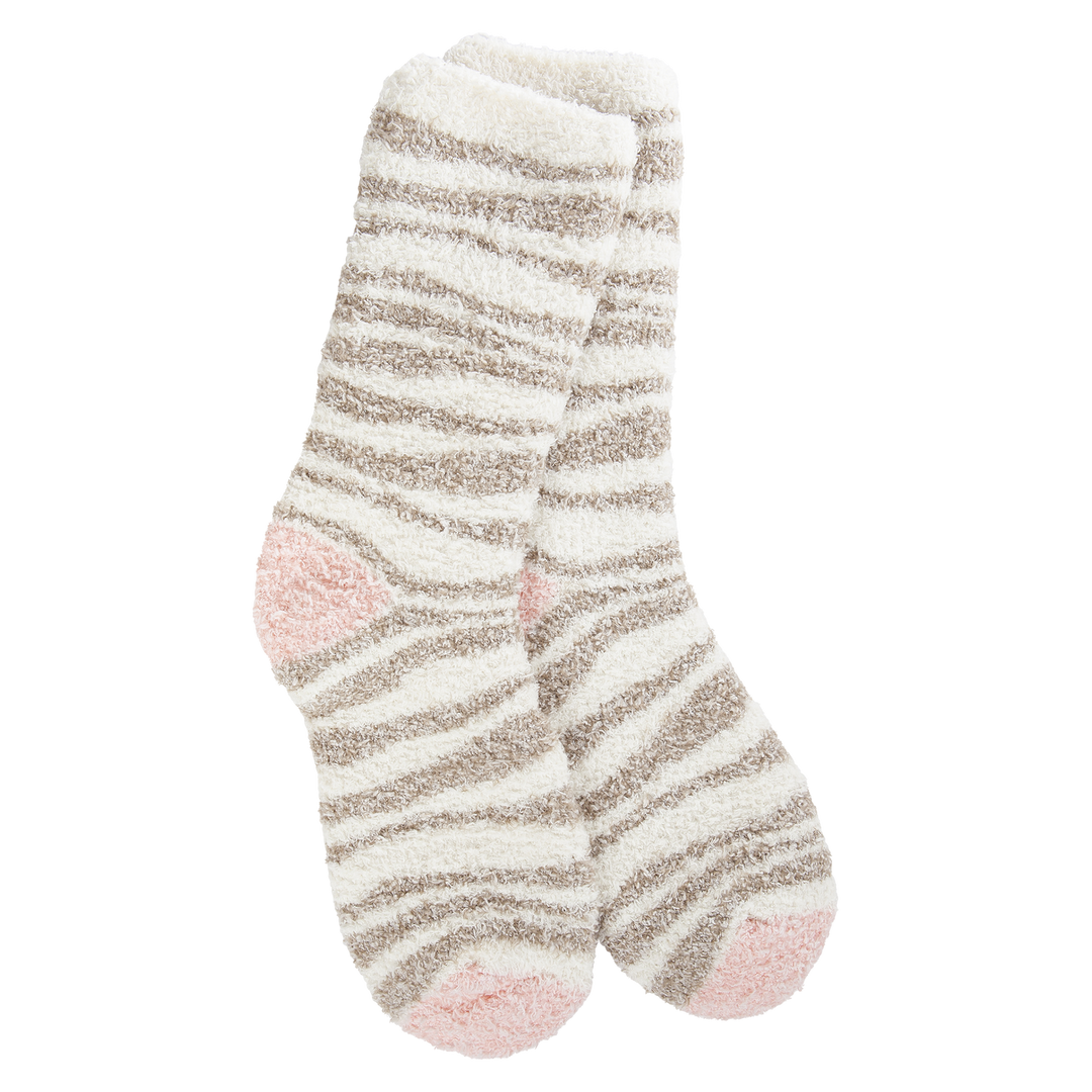 World's Softest Socks Holiday Knit Pickin' Fireside Crew - Neutral Zebra